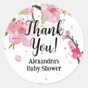 Sticker Rond Baby shower Fille Fleur Fleur de Printemps de Ceri