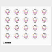 Sticker Rond Baby Shower Fille Fleur Rose Pâle (Feuille)