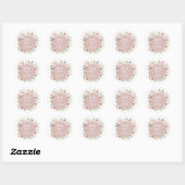 Sticker Rond Baby Shower Fille Papillon Fleur de Mauve Poussiér (Feuille)