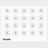 Sticker Rond Baby shower fille papillon violet (Feuille)