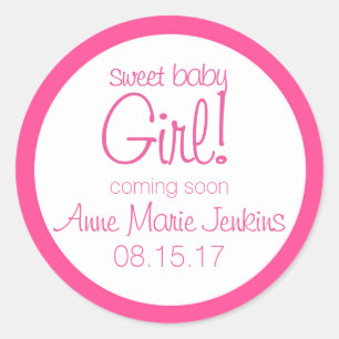 Sticker Rond Baby shower fille Personnaliser personnalisé