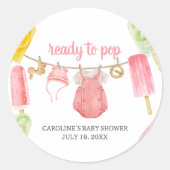 Sticker Rond Baby Shower Fille Popsicle (Devant)