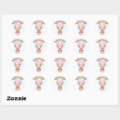 Sticker Rond Baby shower fille rose (Feuille)