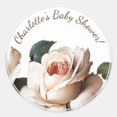 Sticker Rond Baby shower fille Rose beige doux (Devant)