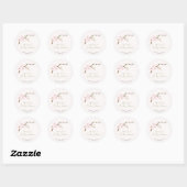 Sticker Rond Baby shower fille rose floral clair (Feuille)