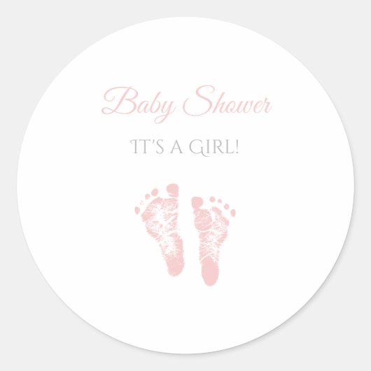 Sticker Rond Baby shower Fille Simple Precious Empreintes roses (Devant)