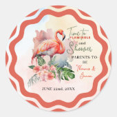 Sticker Rond Baby shower Flamant rose (Devant)