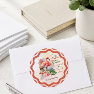 Sticker Rond Baby Shower Flamant Rose