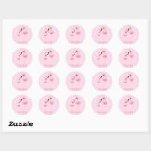 Sticker Rond Baby shower Flamant rose rose (Feuille)