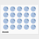 Sticker Rond Baby Shower Fleur Aquarelle Quelque Chose de Bleu (Feuille)