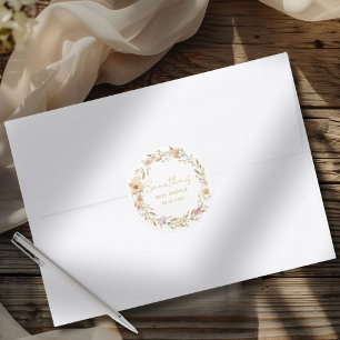 Sticker Rond Baby Shower Fleur Bohème