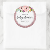 Sticker Rond Baby shower Fleur Couronne Parties scintillant ros (Sac)