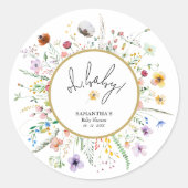 Sticker Rond Baby shower fleur sauvage (Devant)