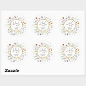 Sticker Rond Baby shower fleur sauvage (Feuille)