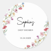 Sticker Rond Baby shower fleur sauvage (Devant)