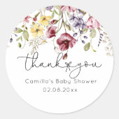 Sticker Rond Baby shower fleur sauvage (Devant)