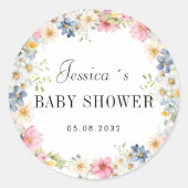Sticker Rond Baby shower fleur sauvage (Devant)