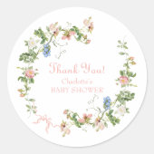 Sticker Rond Baby shower fleur sauvage à cou rose (Devant)