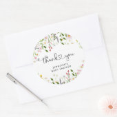 Sticker Rond Baby shower fleur sauvage aquarelle merci (Enveloppe)