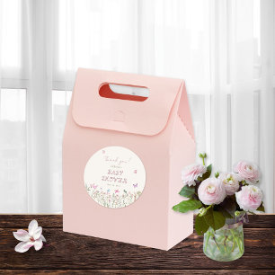 Sticker Rond Baby shower Fleur sauvage bébé fille mignonne