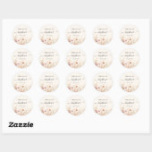Sticker Rond baby shower fleur sauvage beige rose (Feuille)