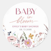 Sticker Rond Baby shower Fleur sauvage Boho (Devant)