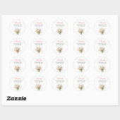 Sticker Rond Baby shower Fleur sauvage Boho Merci (Feuille)