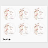Sticker Rond Baby shower Fleur sauvage Boho Terracotta (Feuille)