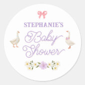 Sticker Rond Baby shower fleur sauvage d'aquarelle (Devant)
