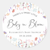 Sticker Rond Baby shower Fleur sauvage d'aquarelle bébé en fleu (Devant)
