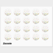 Sticker Rond Baby shower fleur sauvage d'aquarelle papillon (Feuille)