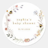 Sticker Rond Baby shower Fleur sauvage de Mama à Bee (Devant)
