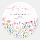 Sticker Rond Baby shower Fleur sauvage de Pink Meadow (Devant)