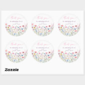 Sticker Rond Baby shower Fleur sauvage de Pink Meadow (Feuille)