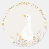 Sticker Rond Baby shower Fleur sauvage d'oie d'aquarelle (Devant)