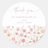 Sticker Rond Baby shower Fleur sauvage Dusty Pink Boho (Devant)