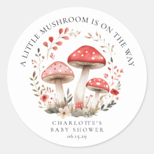 Sticker Rond Baby shower Fleur sauvage Little Musroom