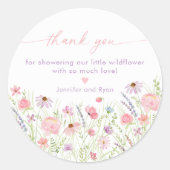 Sticker Rond Baby shower Fleur sauvage Pink Pastel (Devant)