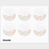 Sticker Rond Baby shower Fleur sauvage Pink Pastel (Feuille)