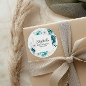 Sticker Rond Baby shower Fleur sauvage Turquoise Boho