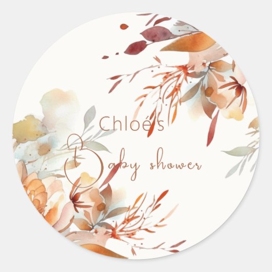 Sticker Rond Baby shower fleur sauvage vert (Devant)