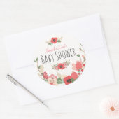 Sticker Rond Baby shower fleuri du jardin (Enveloppe)