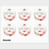 Sticker Rond Baby shower fleuri du jardin (Feuille)