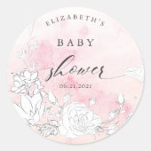 Sticker Rond baby shower fleuri et moderne (Devant)