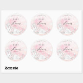 Sticker Rond baby shower fleuri et moderne (Feuille)