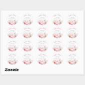 Sticker Rond Baby shower fleurs roses bébé en fleur (Feuille)
