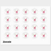 Sticker Rond Baby Shower Fleurs Rouges (Feuille)