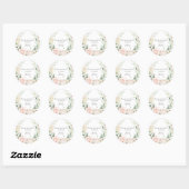 Sticker Rond Baby Shower Fleurs Rouges et Feuillage (Feuille)