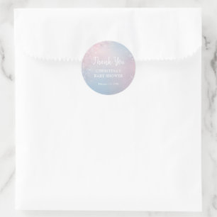 Sticker Rond Baby Shower Flocon de Neige d'Hiver