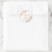 Sticker Rond Baby Shower Flocon de Neige Floral Rose Hiver (Sac)